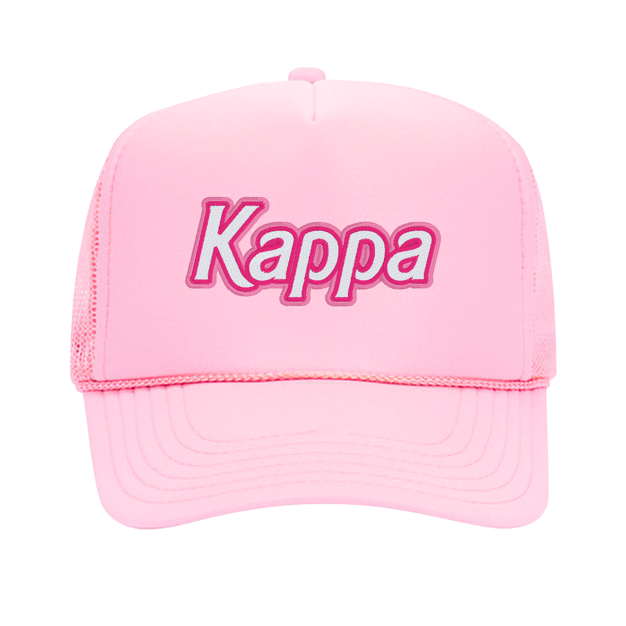a pink cap with the word kappa on it