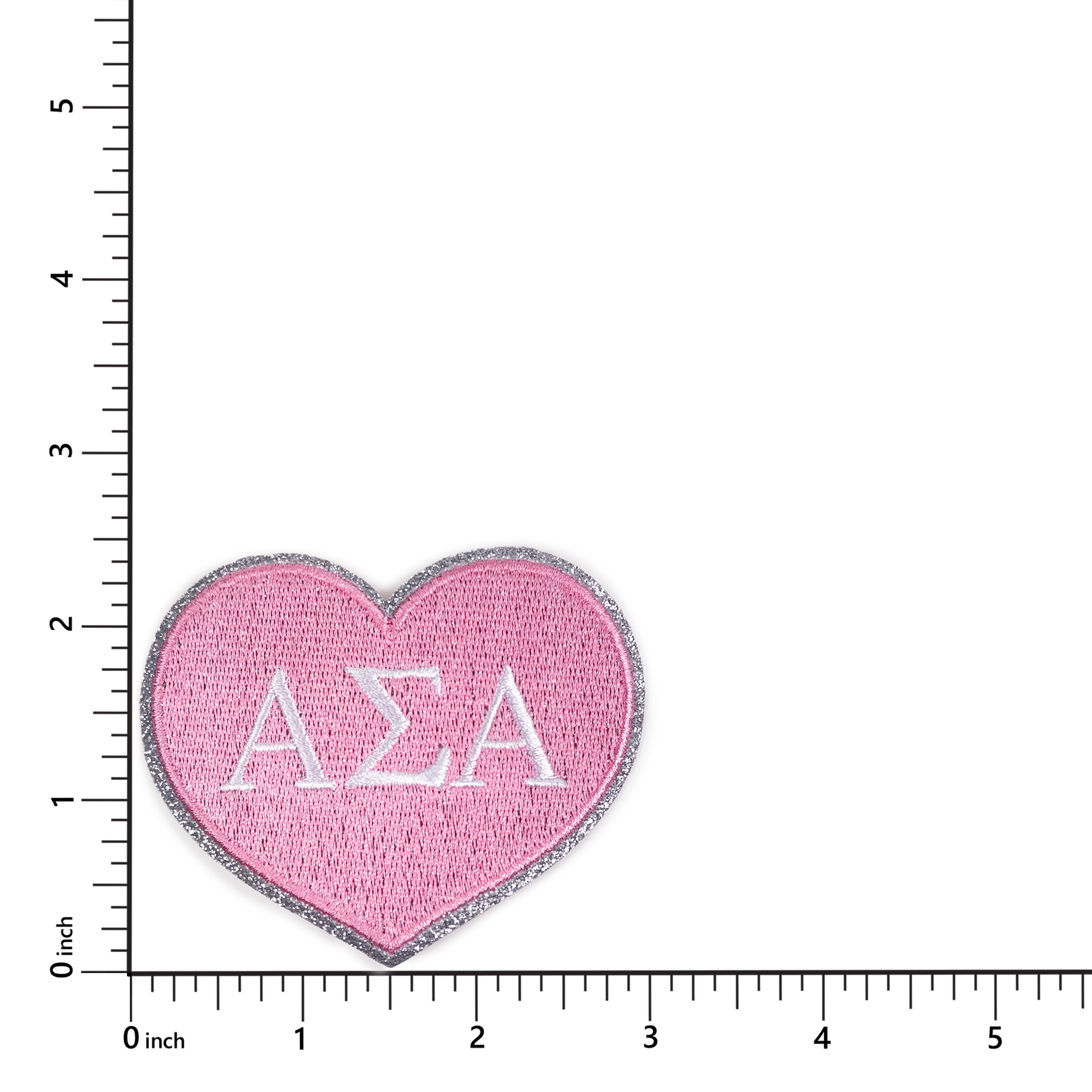 Alpha Sigma Alpha Heart Sorority Embroidered Iron-On Patches - 2-Pack