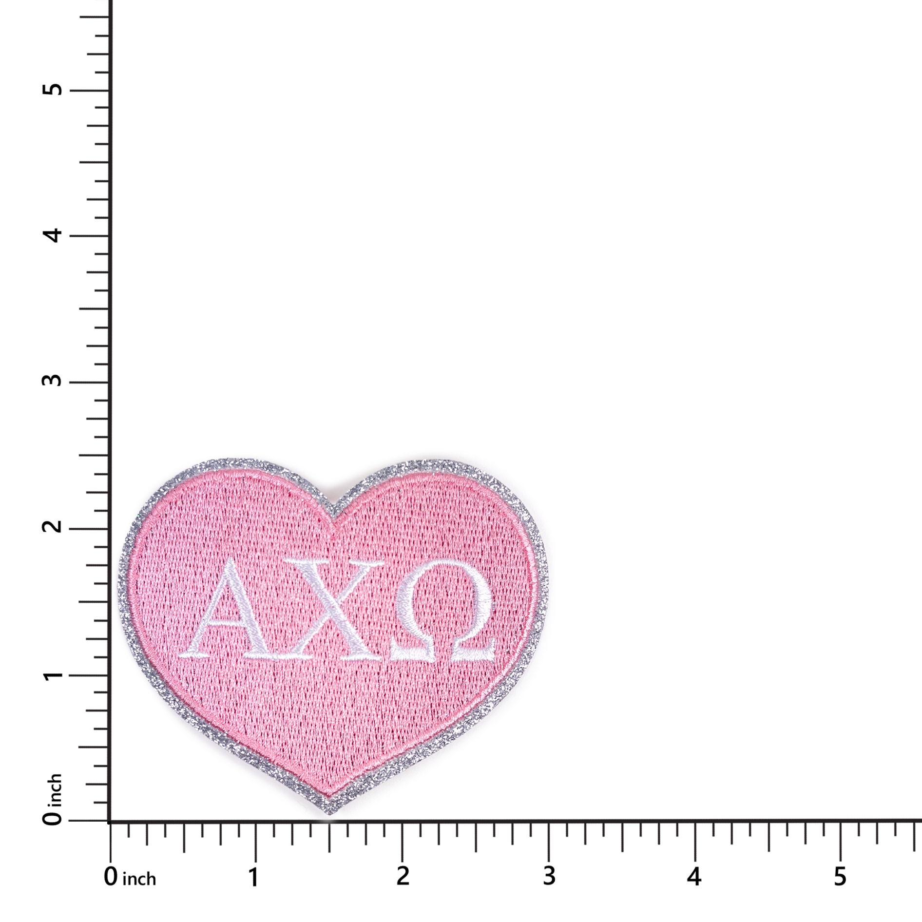 Alpha Chi Omega Heart Sorority Embroidered Patches - 2-Pack