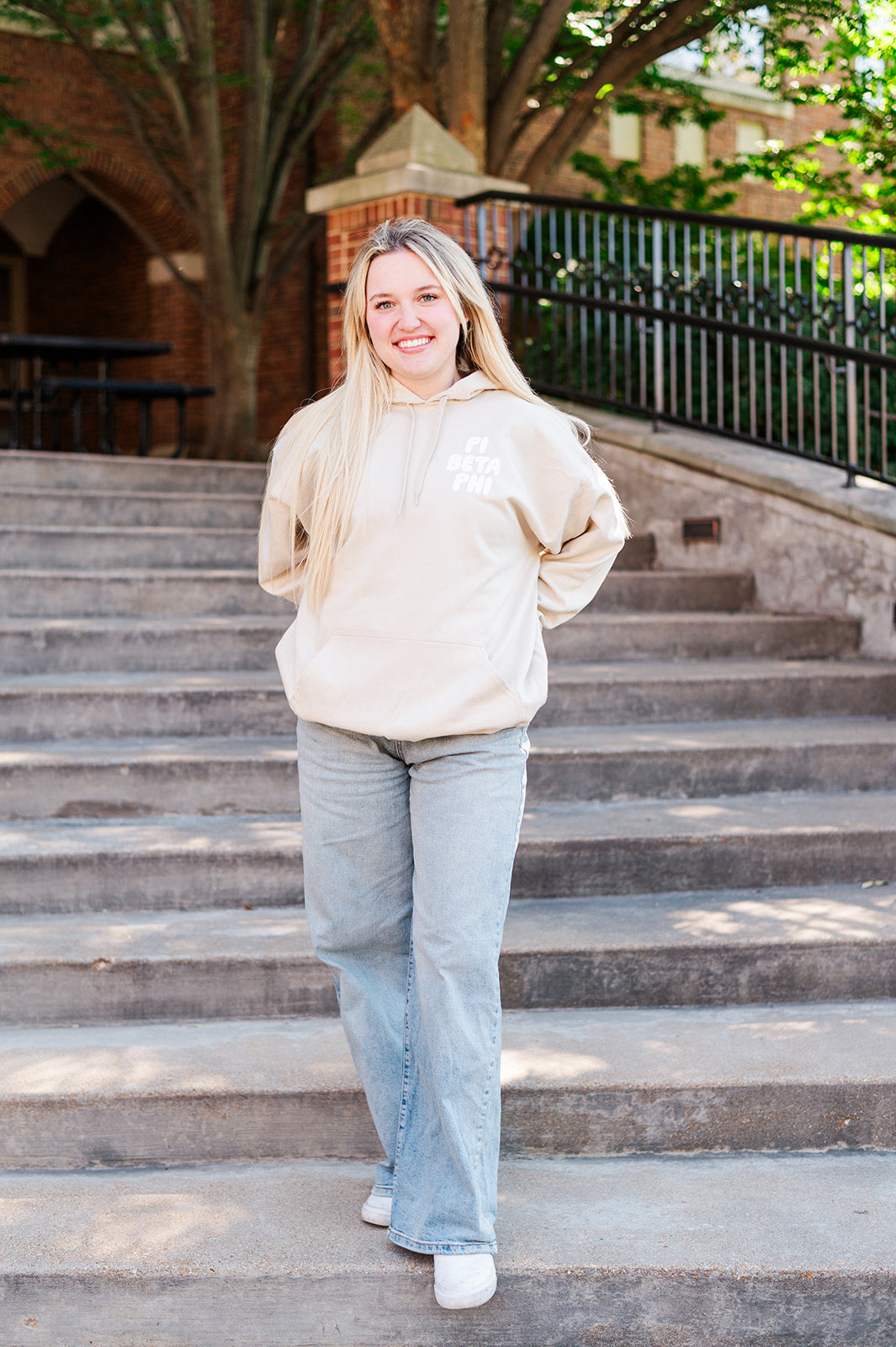 Pi Beta Phi Tan Hoodie with Puff Design - Foxy Season