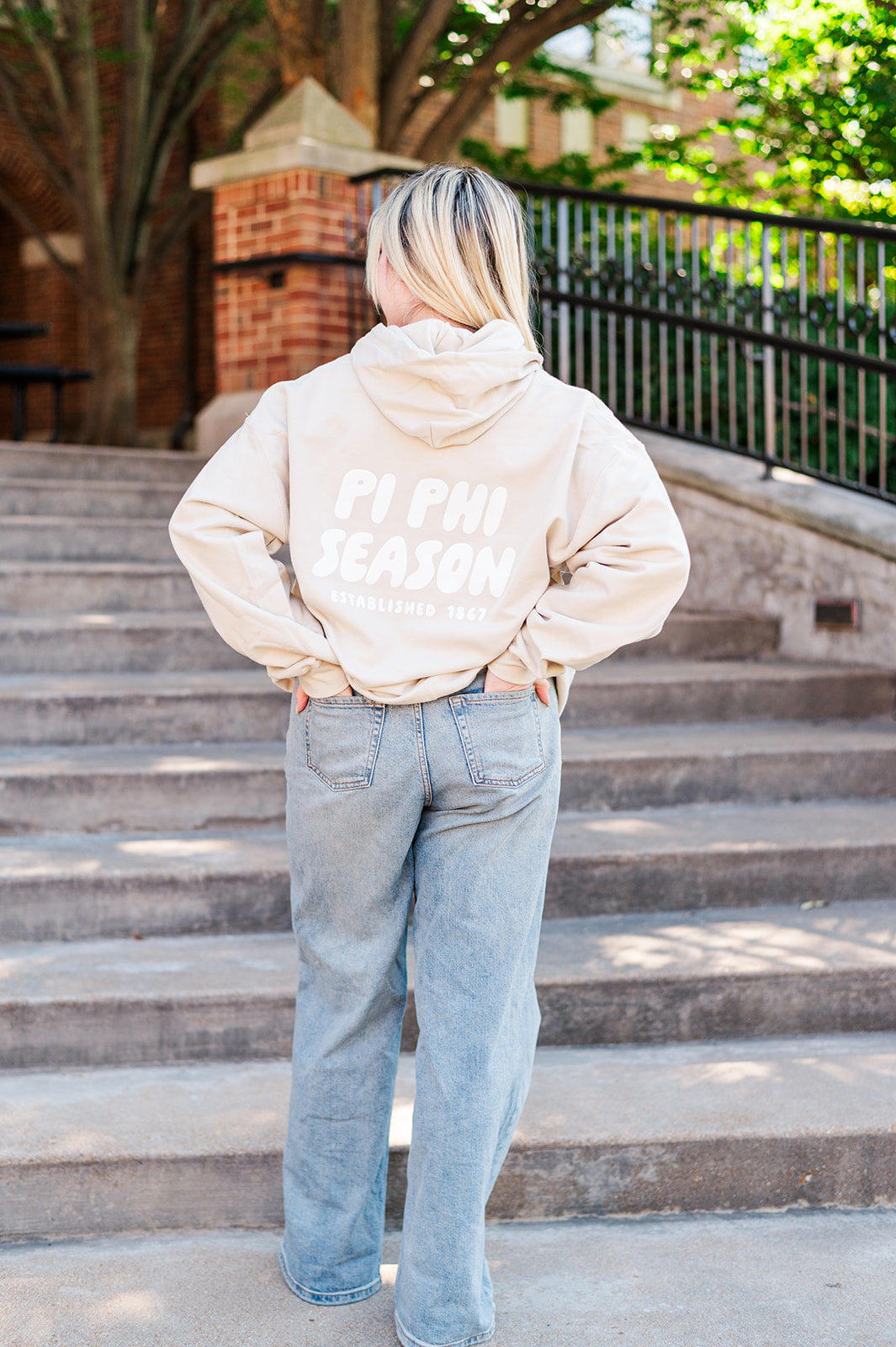 Pi Beta Phi Tan Hoodie with Puff Design - Foxy Season