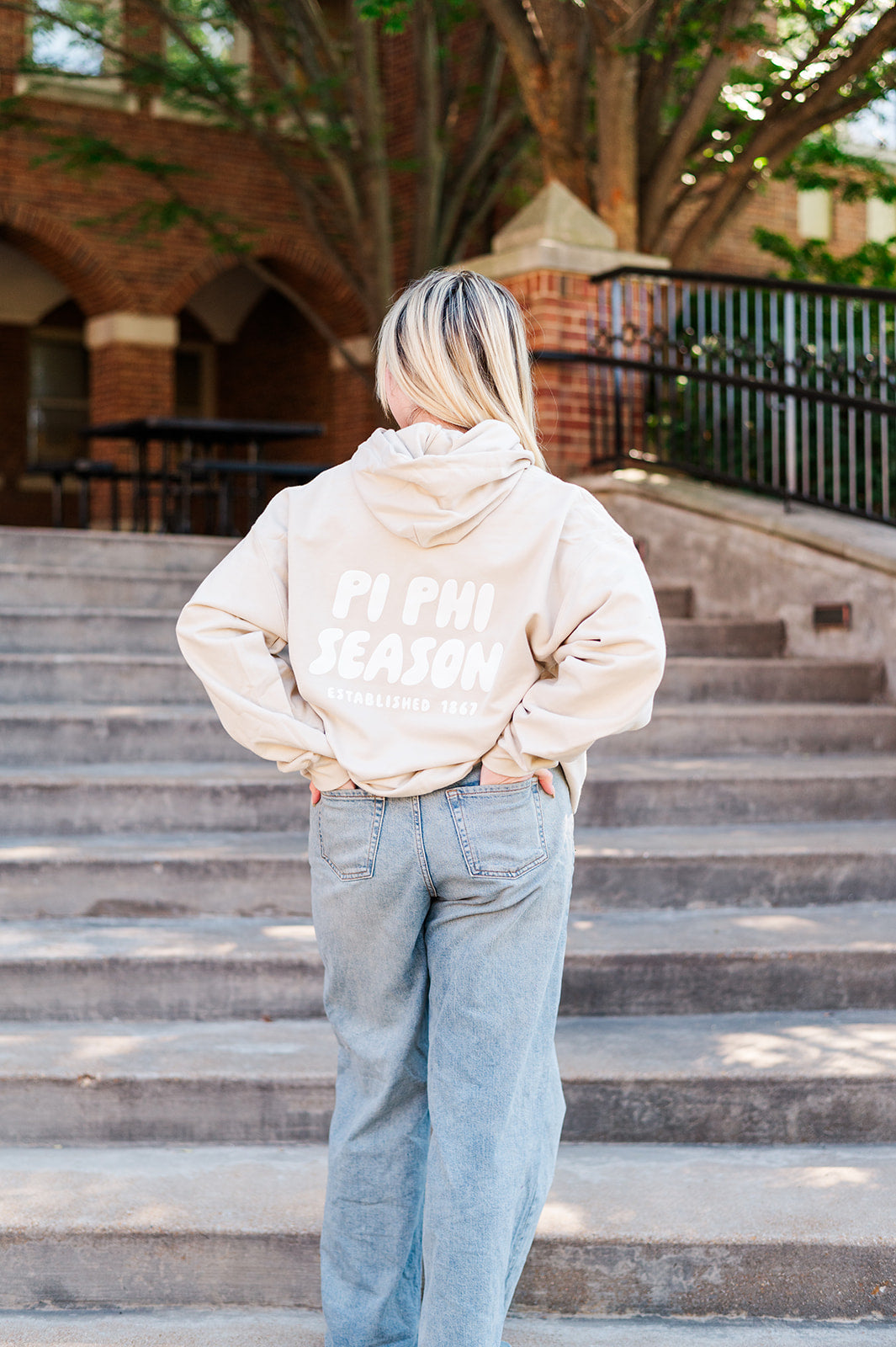 Pi Beta Phi Tan Hoodie with Puff Design - Foxy Season