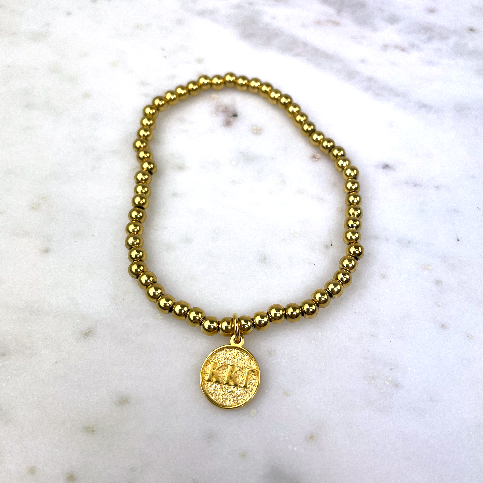 Kappa Kappa Gamma Gold Beaded Stretch Bracelet