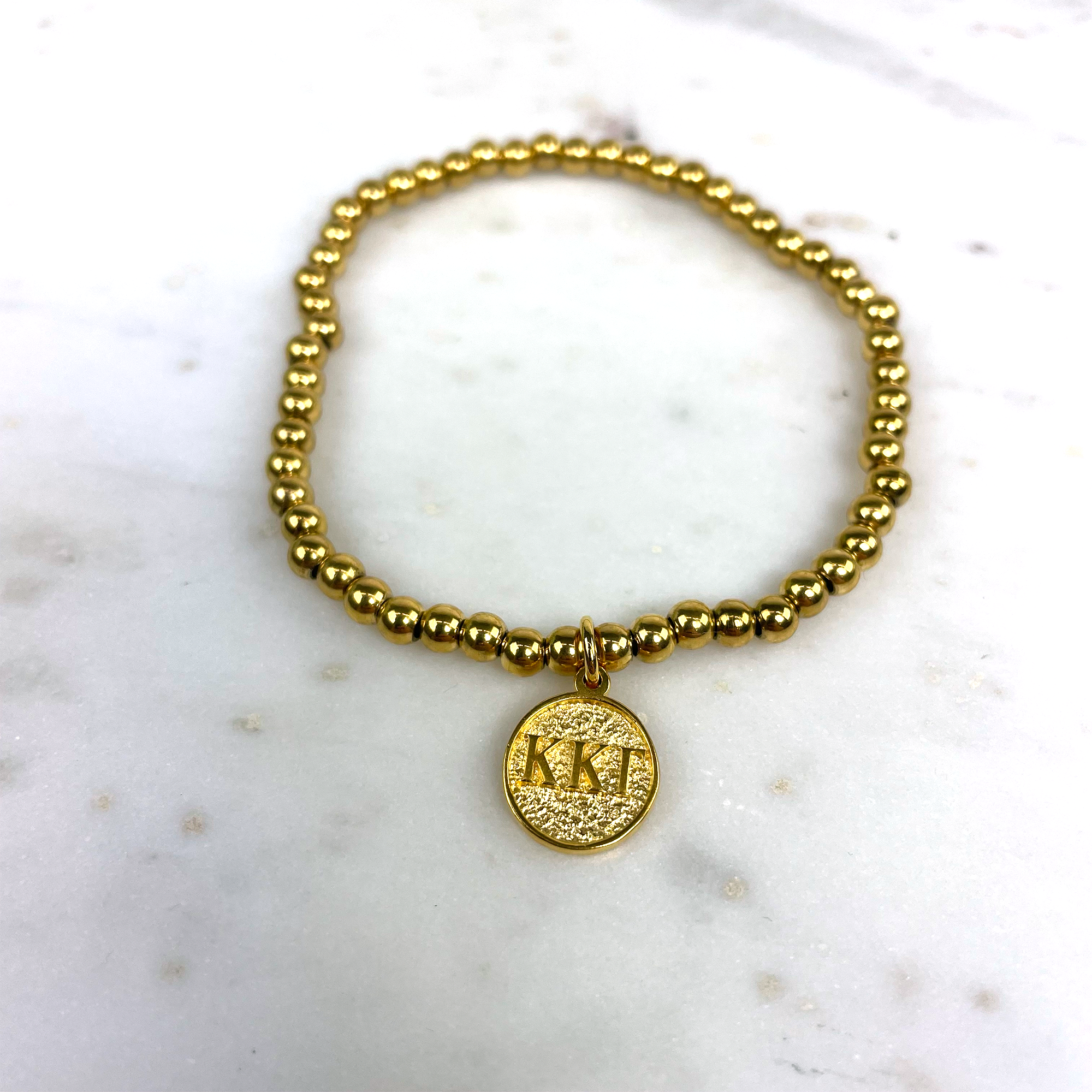 Kappa Kappa Gamma Gold Beaded Stretch Bracelet