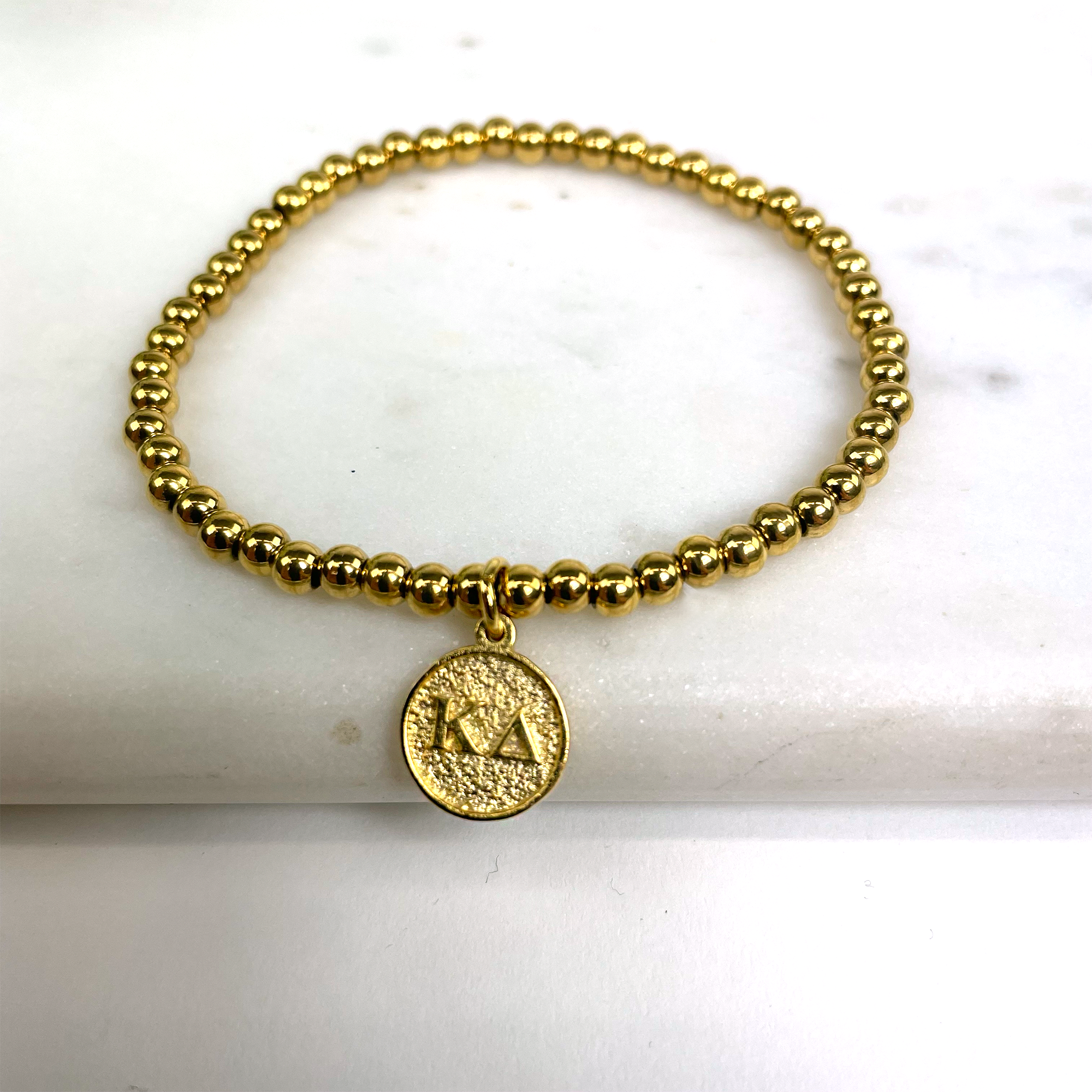 Kappa Delta Gold Beaded Stretch Bracelet