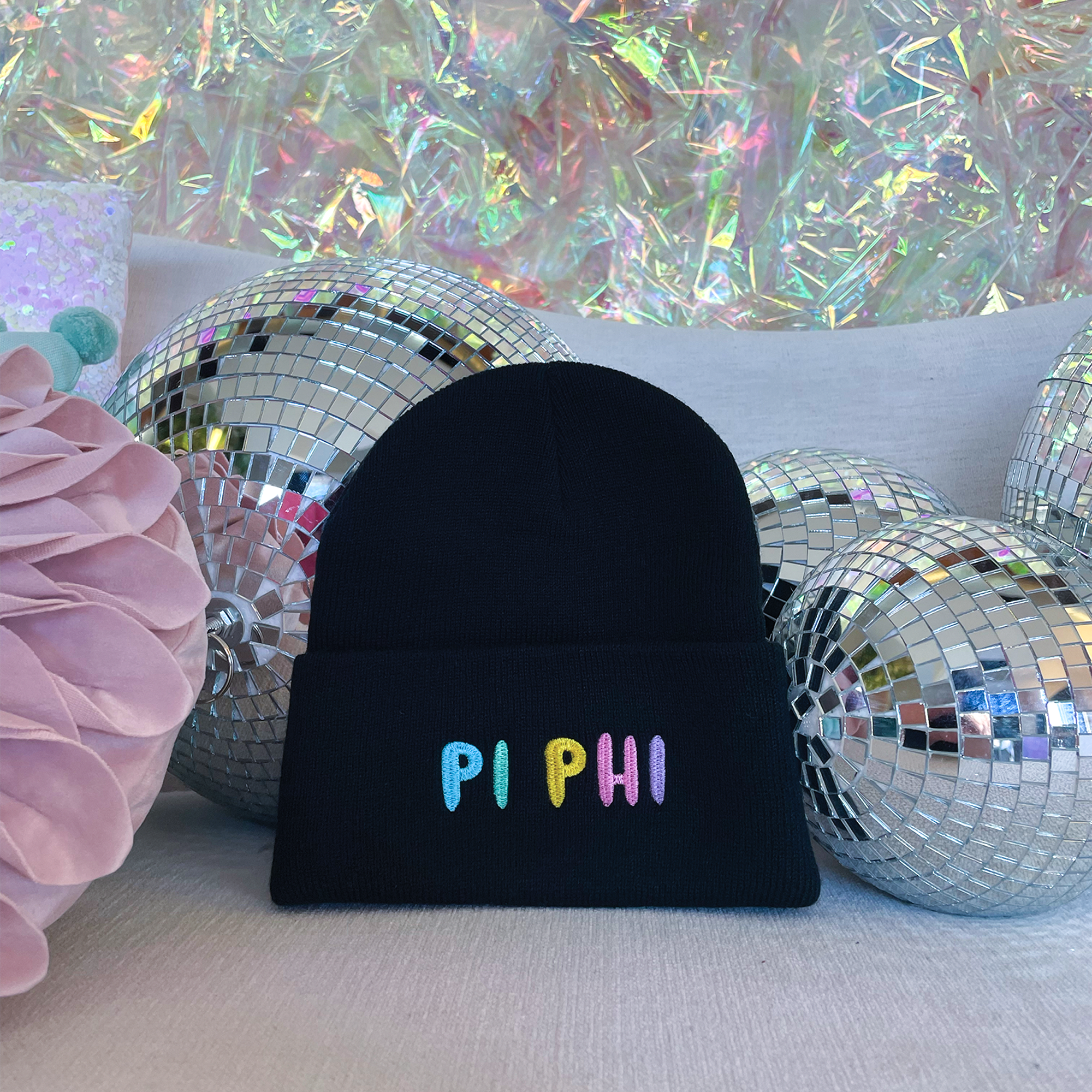 Pi Beta Phi Bubble Embroidered Beanie - Pi Phi Pastel