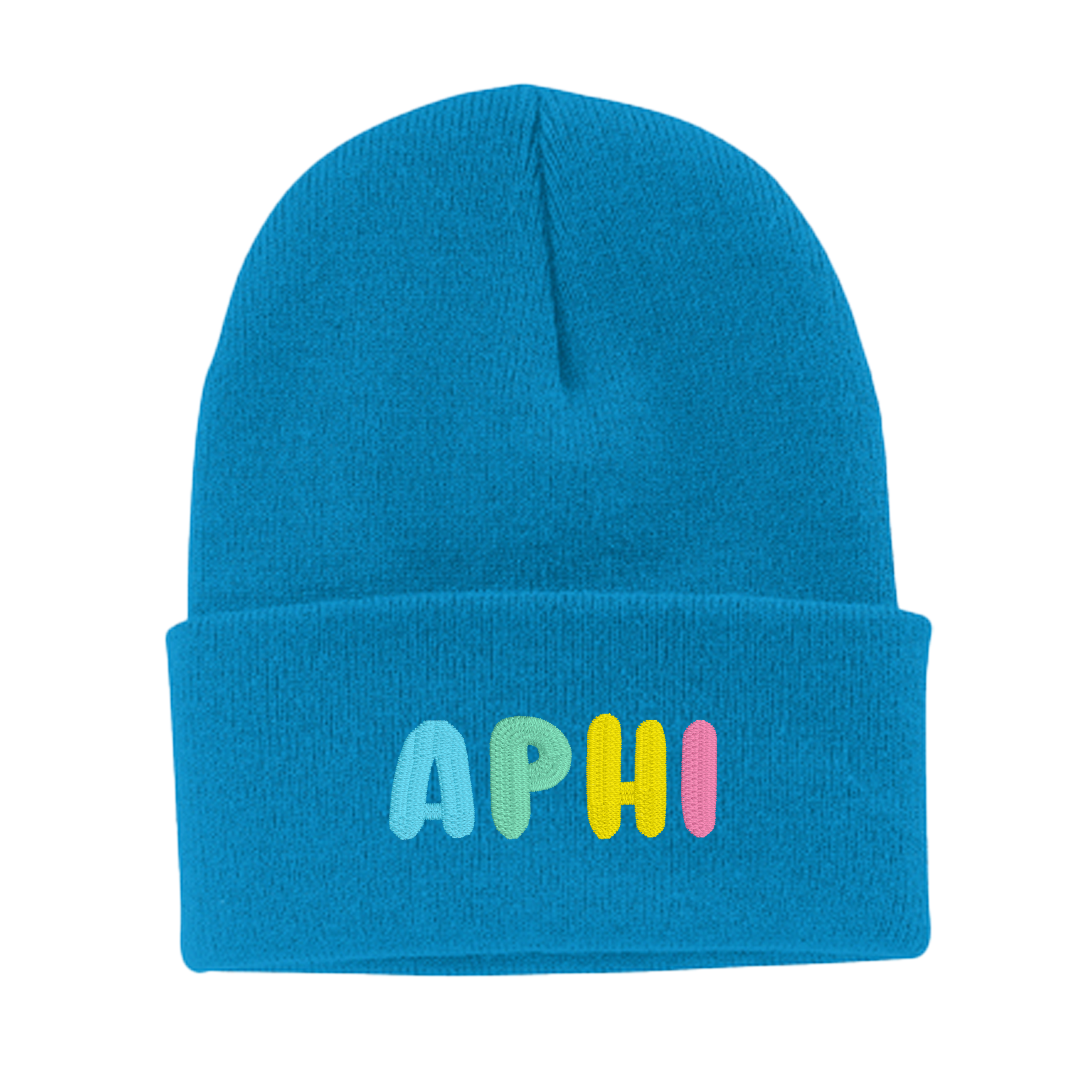 Alpha Phi Bubble Embroidered Beanie - APHI Pastel