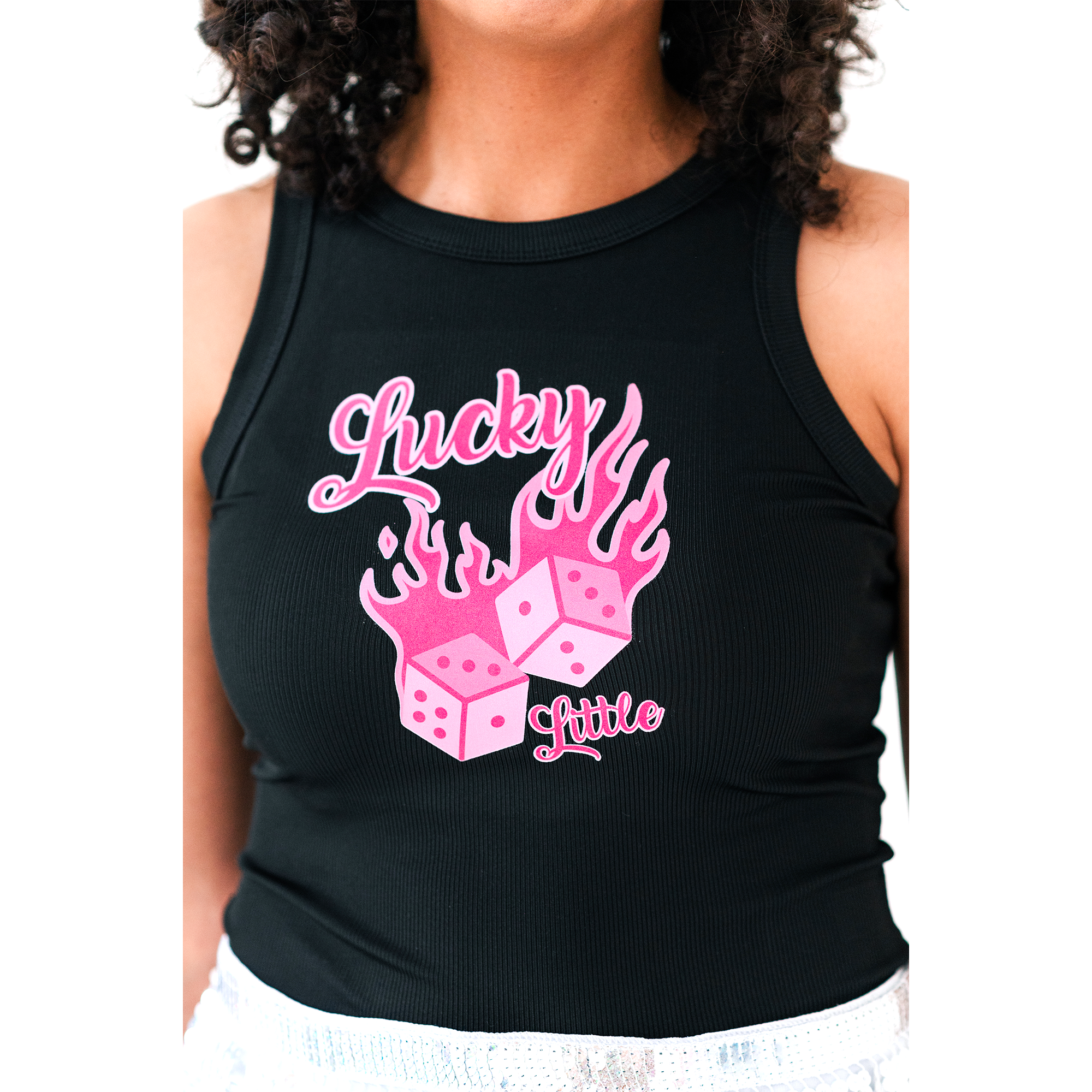 Flaming Dice Lucky Black Tank Top - Big Little