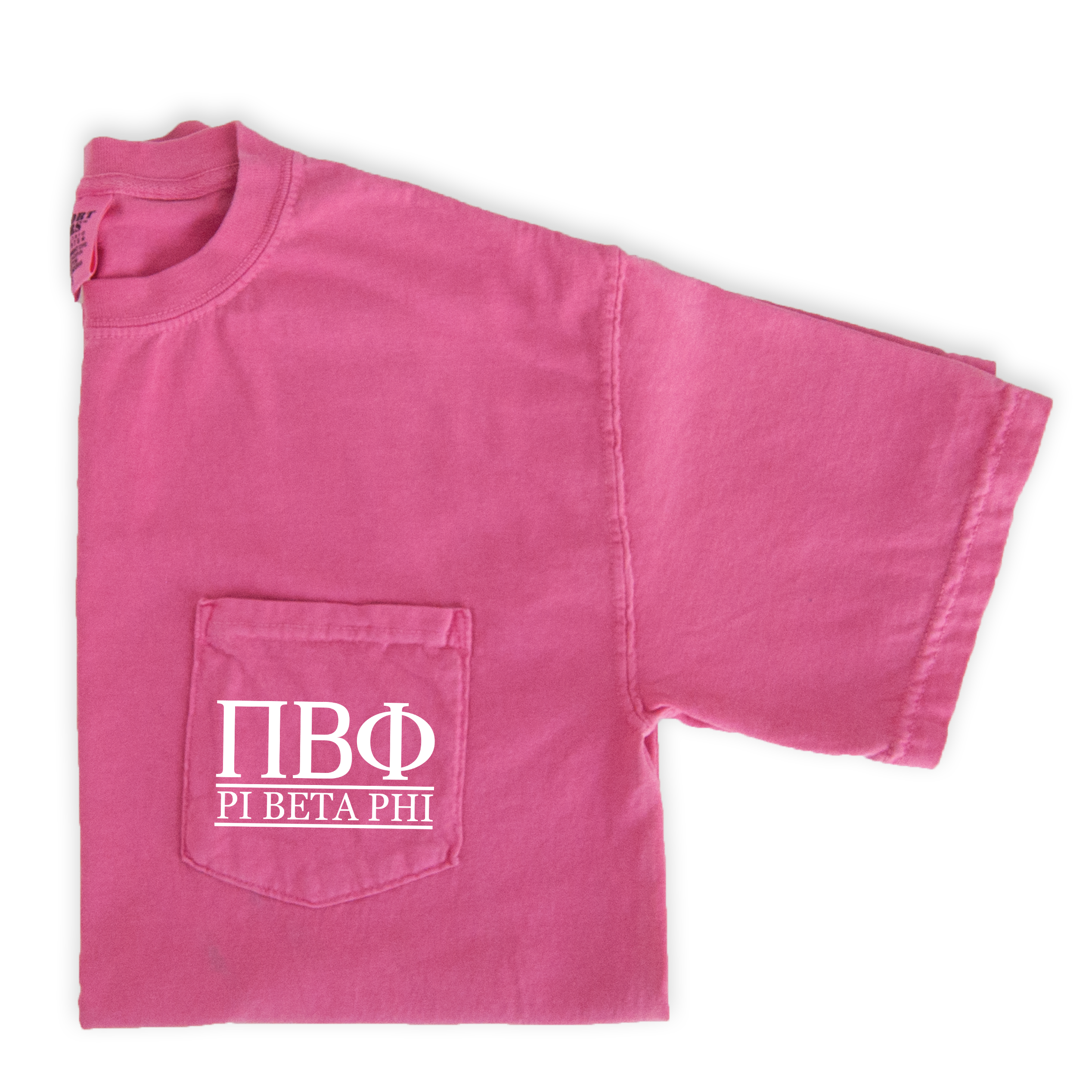 Pi Beta Phi Block Letters Pocket Tee - Pink