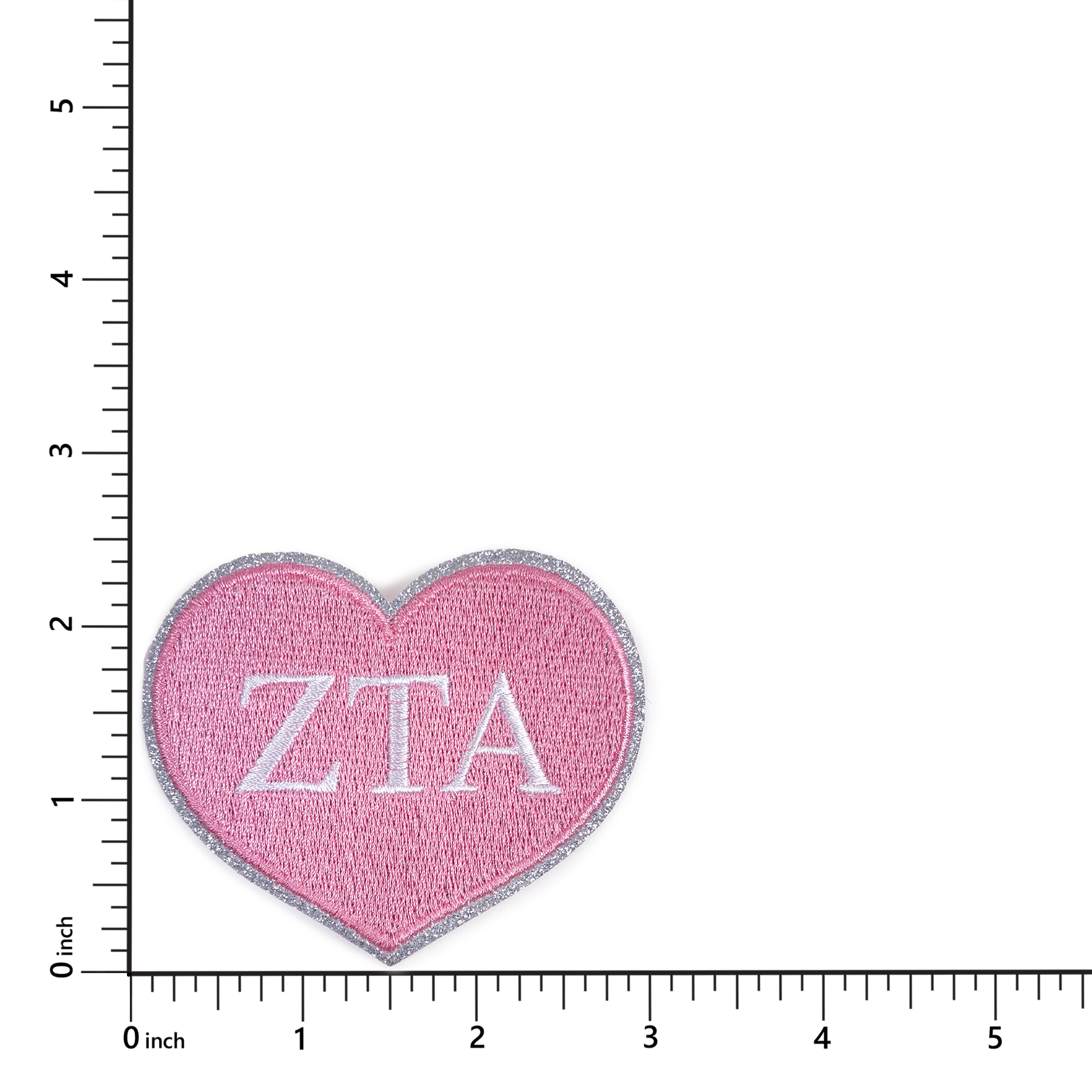 Zeta Tau Alpha Heart Sorority Embroidered Patches - 2-Pack