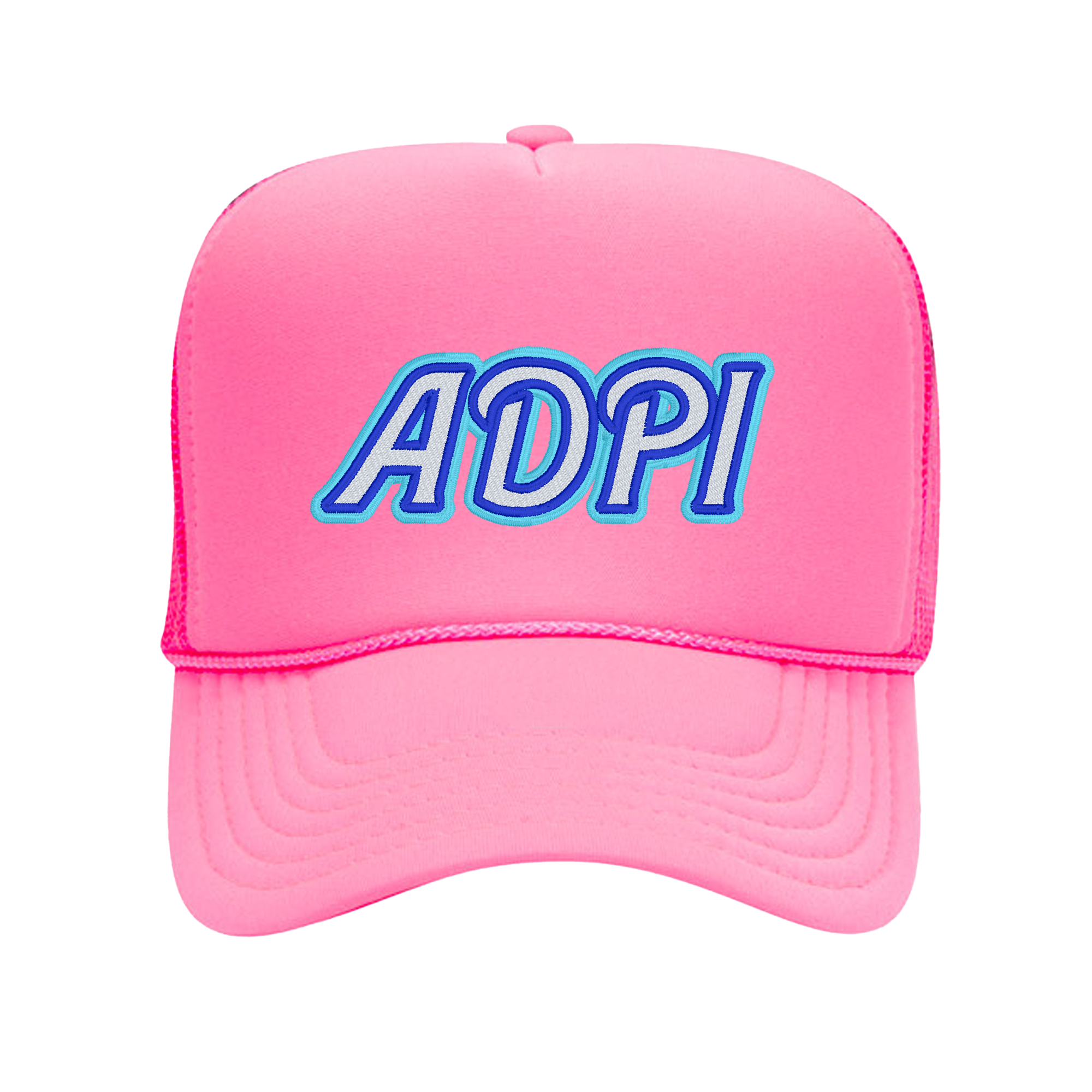 a pink hat with the word aopi on it
