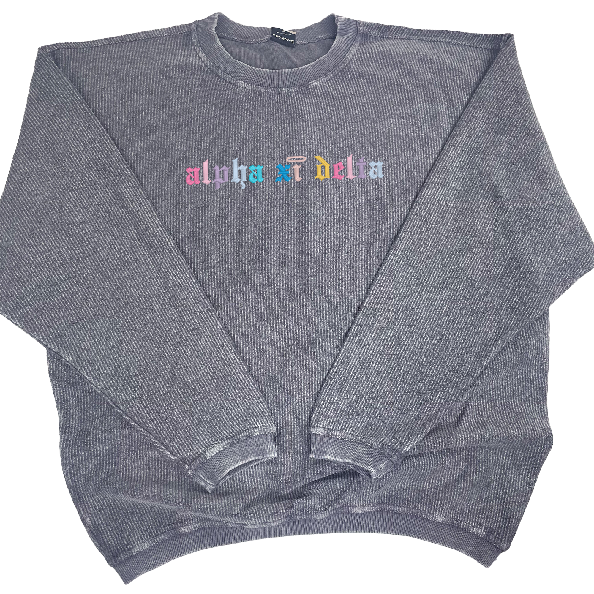 a gray sweater with the word aloha written on it