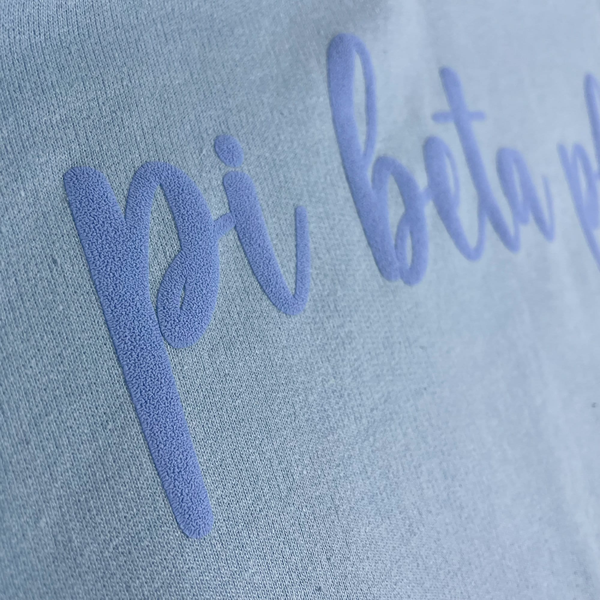 Pi Beta Phi Puff Print Crewneck Sweatshirt - Blue Monochromatic Embossing