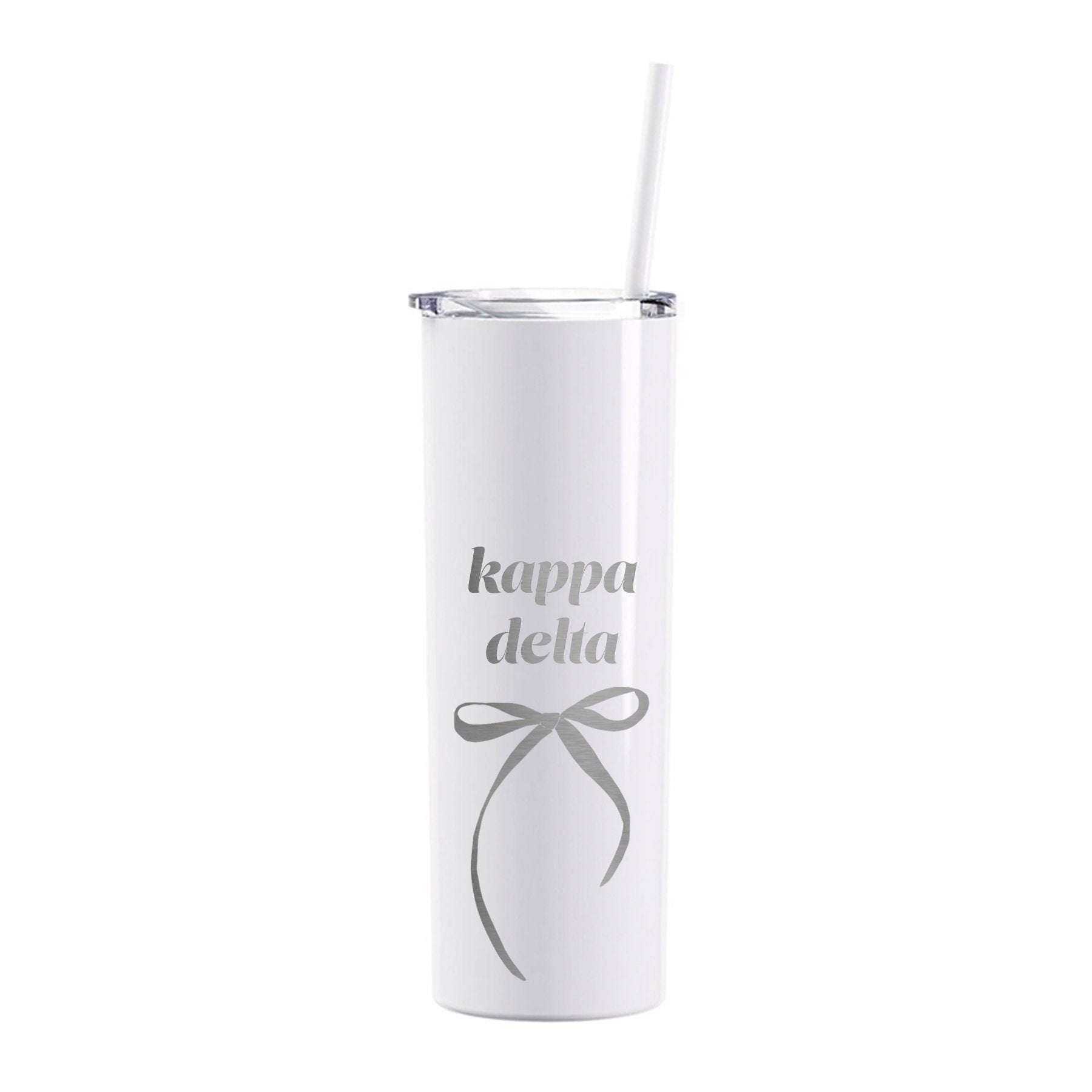 Kappa Delta Coquette Bow Tumbler with Straw- White