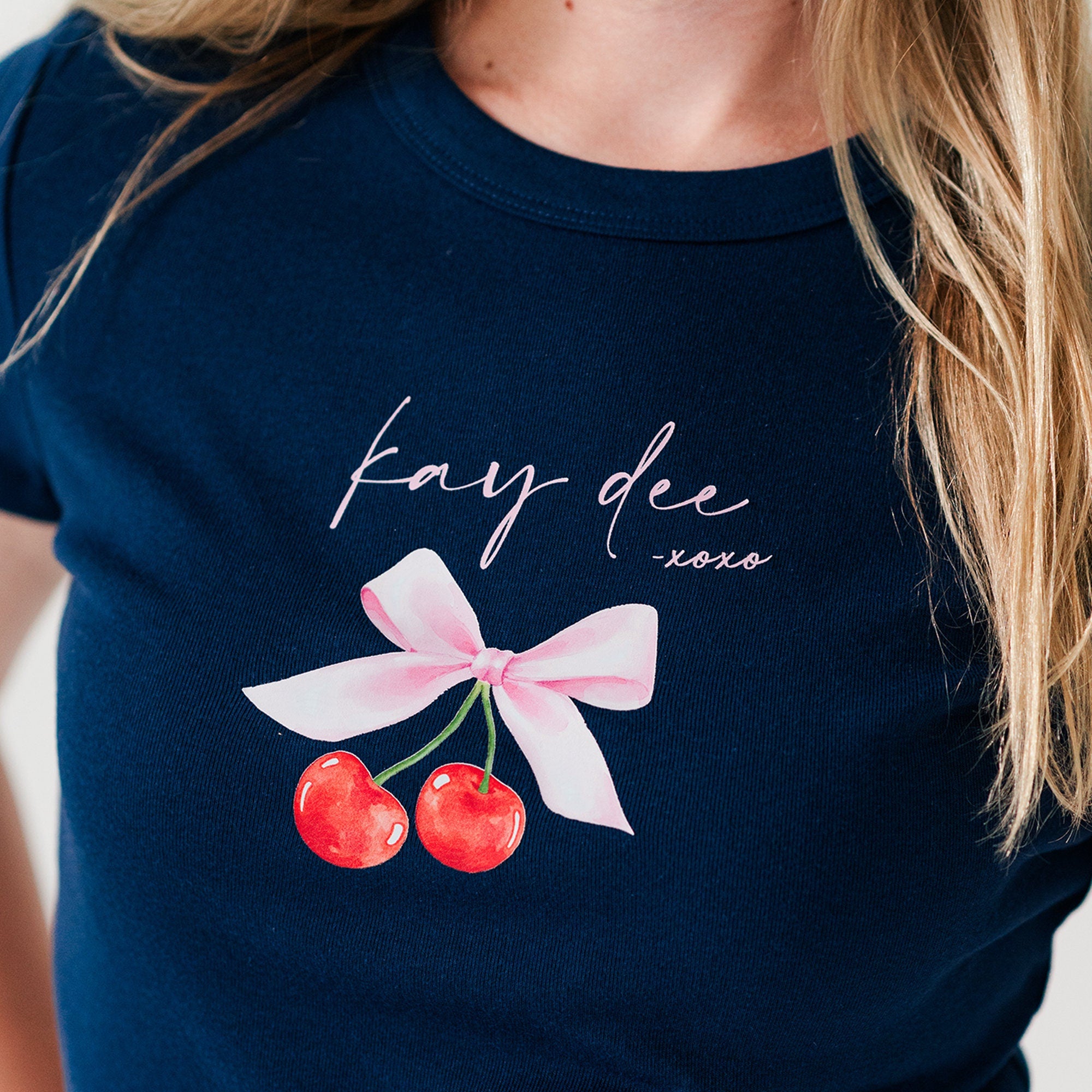 Kappa Delta Cherry XOXO Ribbed Crop Top - Kay Dee