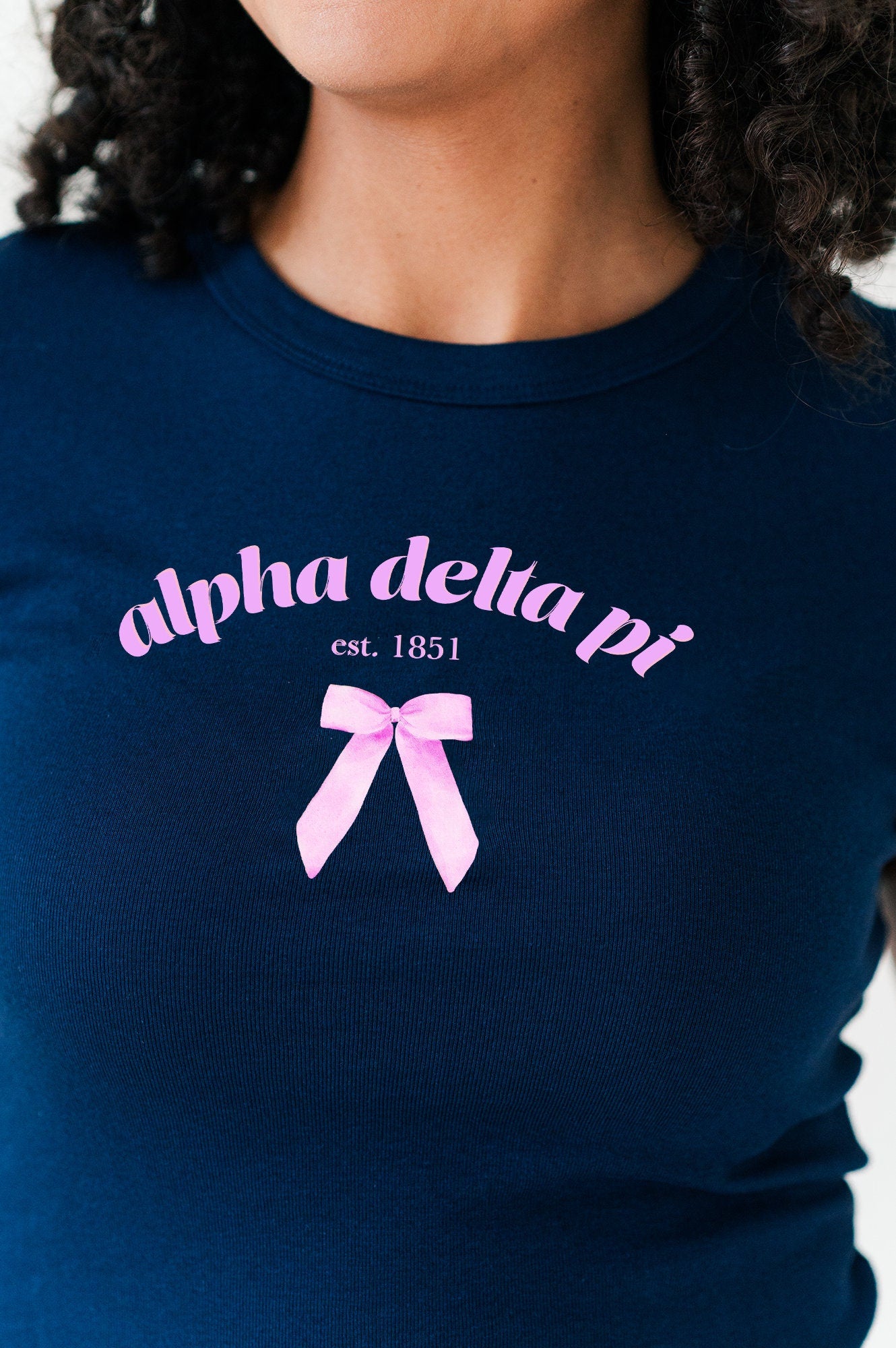 Alpha Delta Pi Coquette Bow Ribbed Crop Top