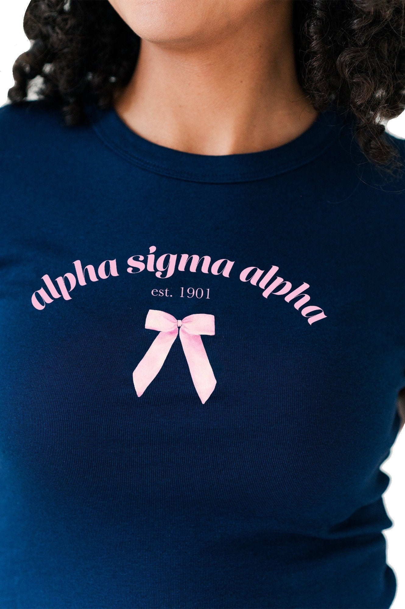 Alpha Sigma Alpha Coquette Bow Ribbed Crop Top