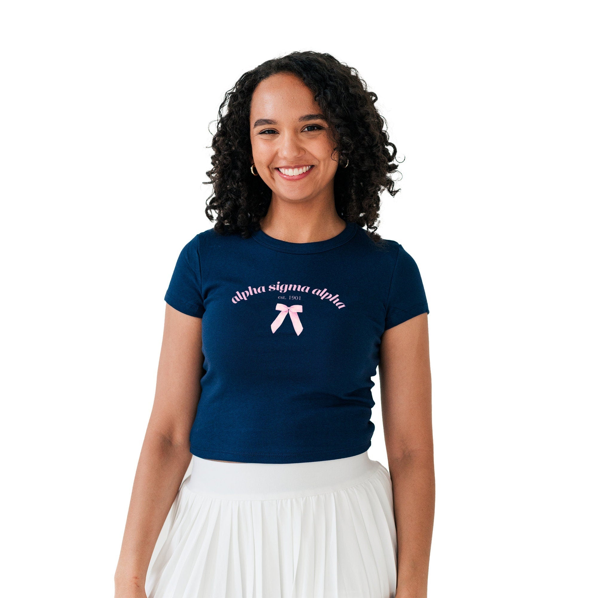 Alpha Sigma Alpha Coquette Bow Ribbed Crop Top