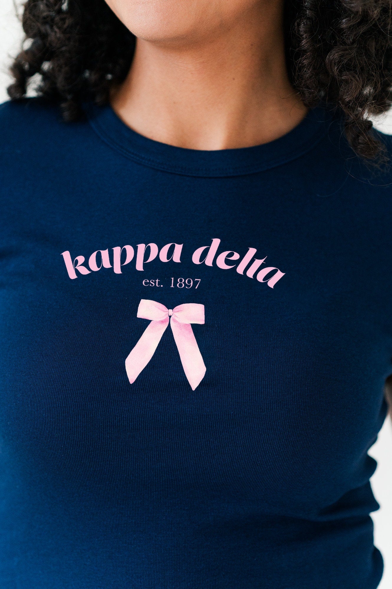 Kappa Delta Coquette Bow Ribbed Crop Top