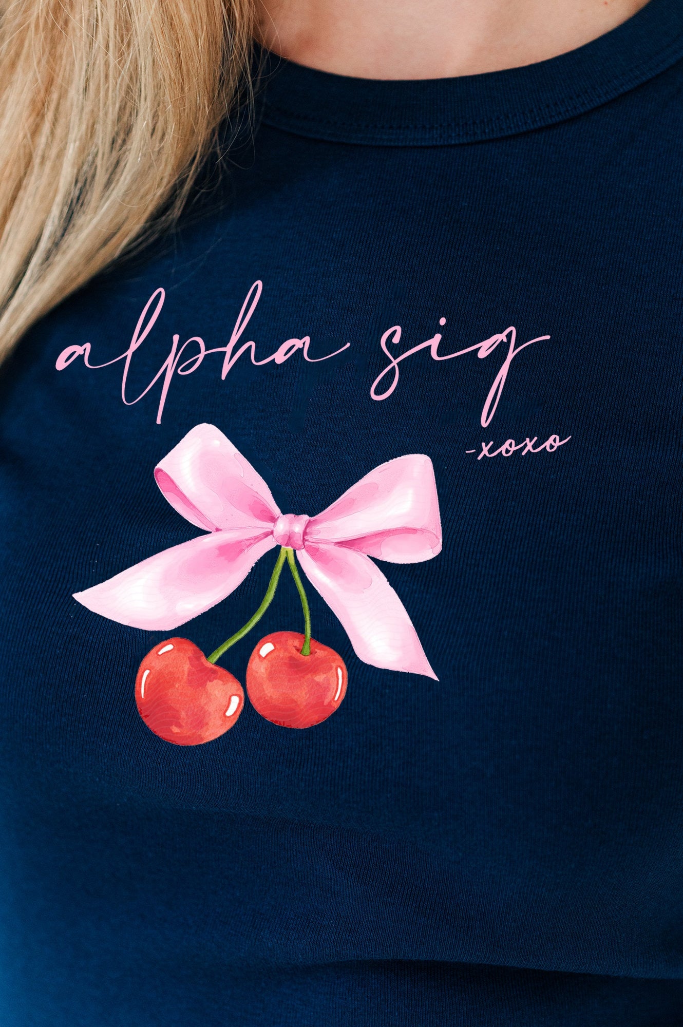 Alpha Sigma Alpha Cherry XOXO Ribbed Crop Top - Alpha Sig