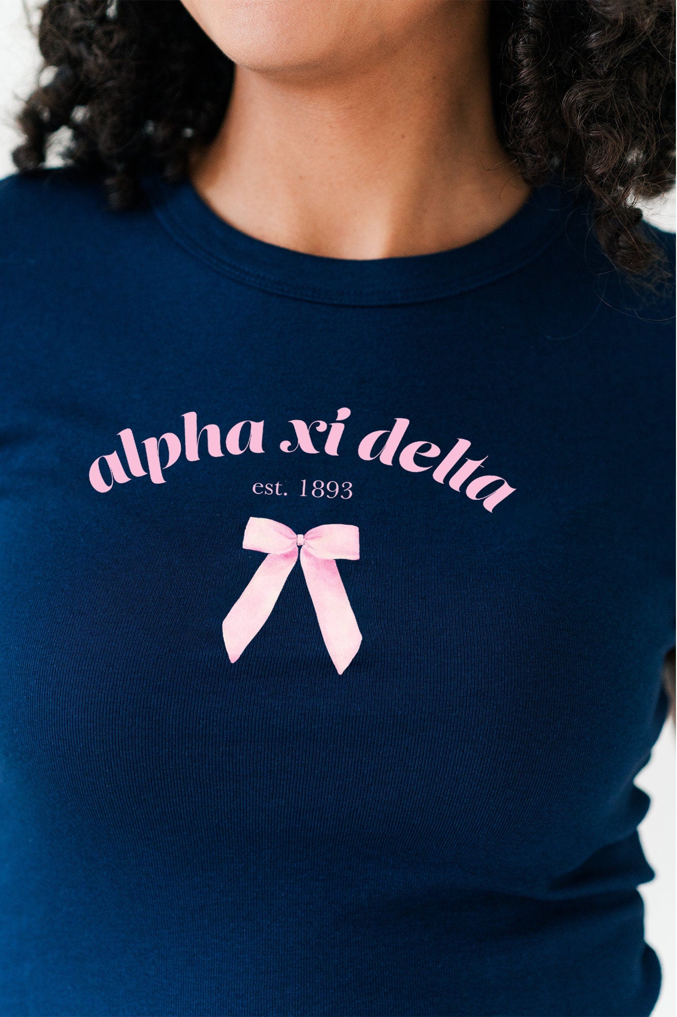 Alpha Xi Delta Coquette Bow Ribbed Crop Top