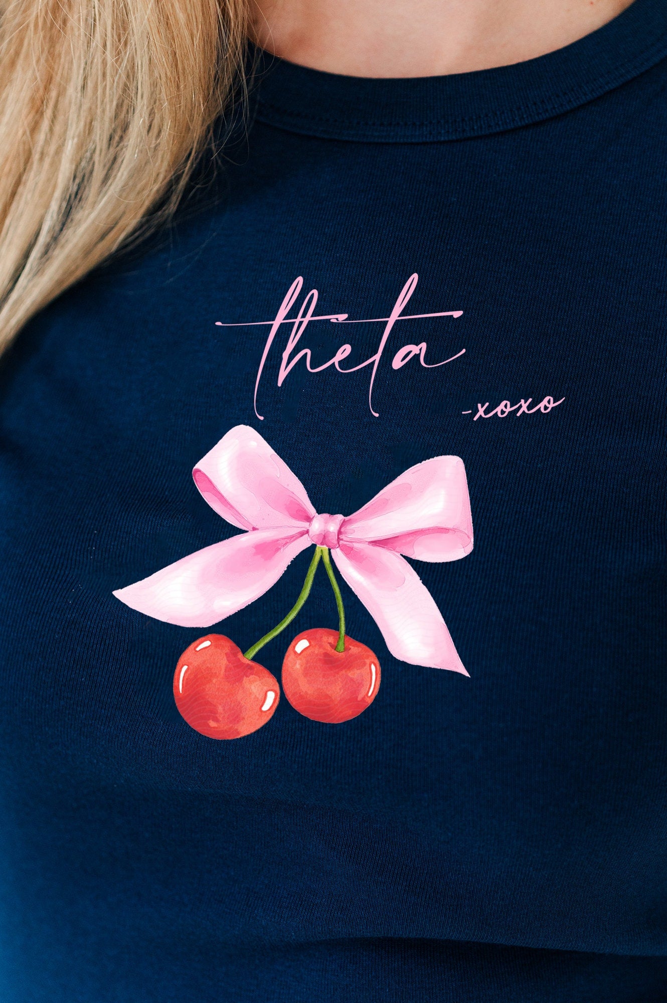 Kappa Alpha Theta Cherry XOXO Ribbed Crop Top - Theta