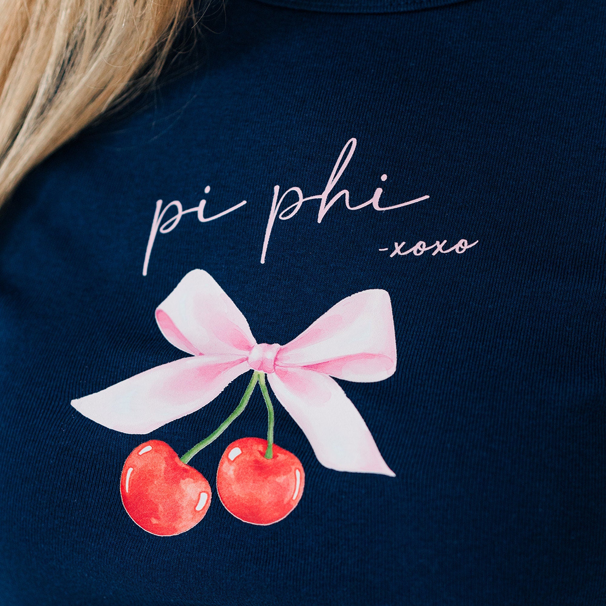 Pi Beta Phi Cherry XOXO Ribbed Crop Top - Pi Phi