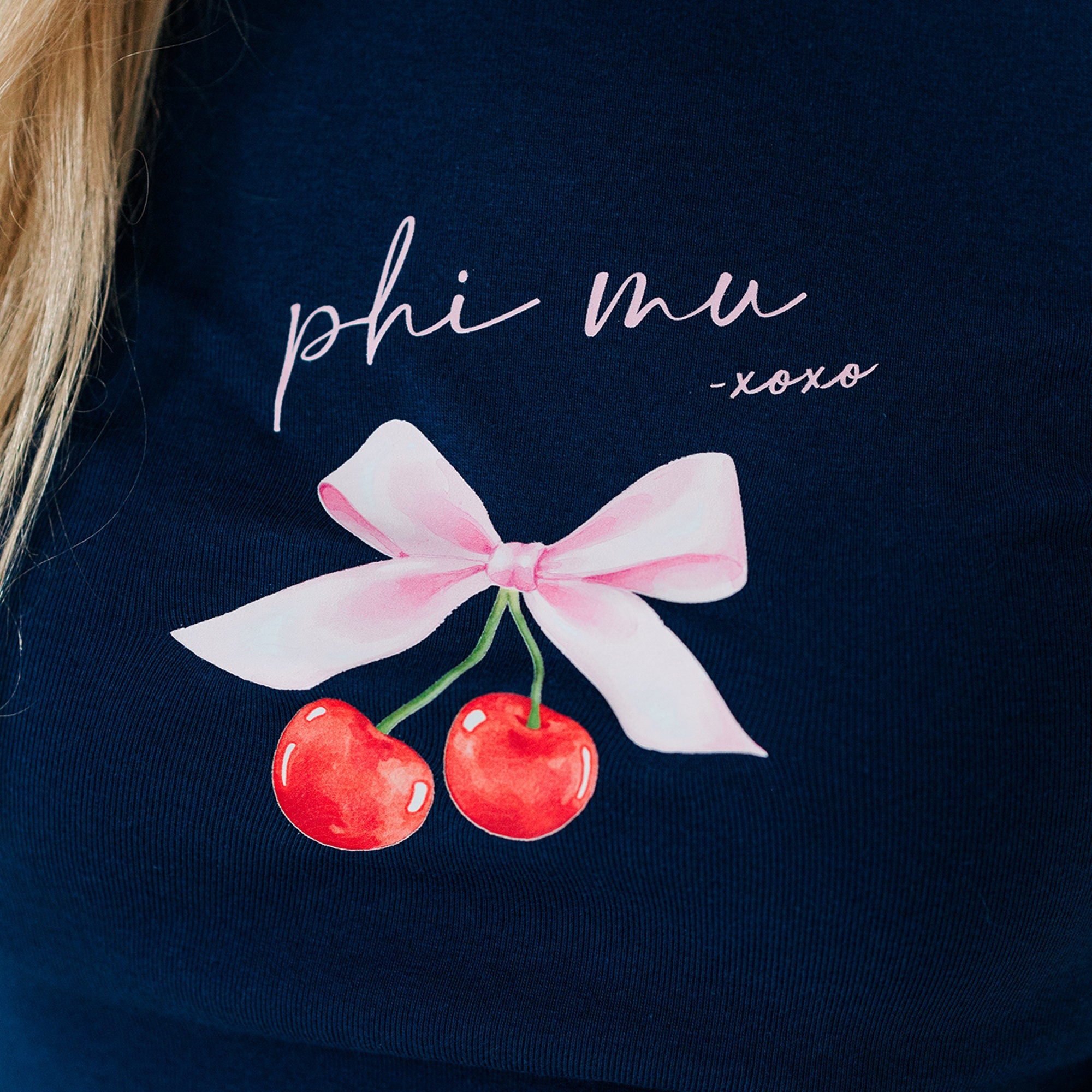 Phi Mu Cherry XOXO Ribbed Crop Top