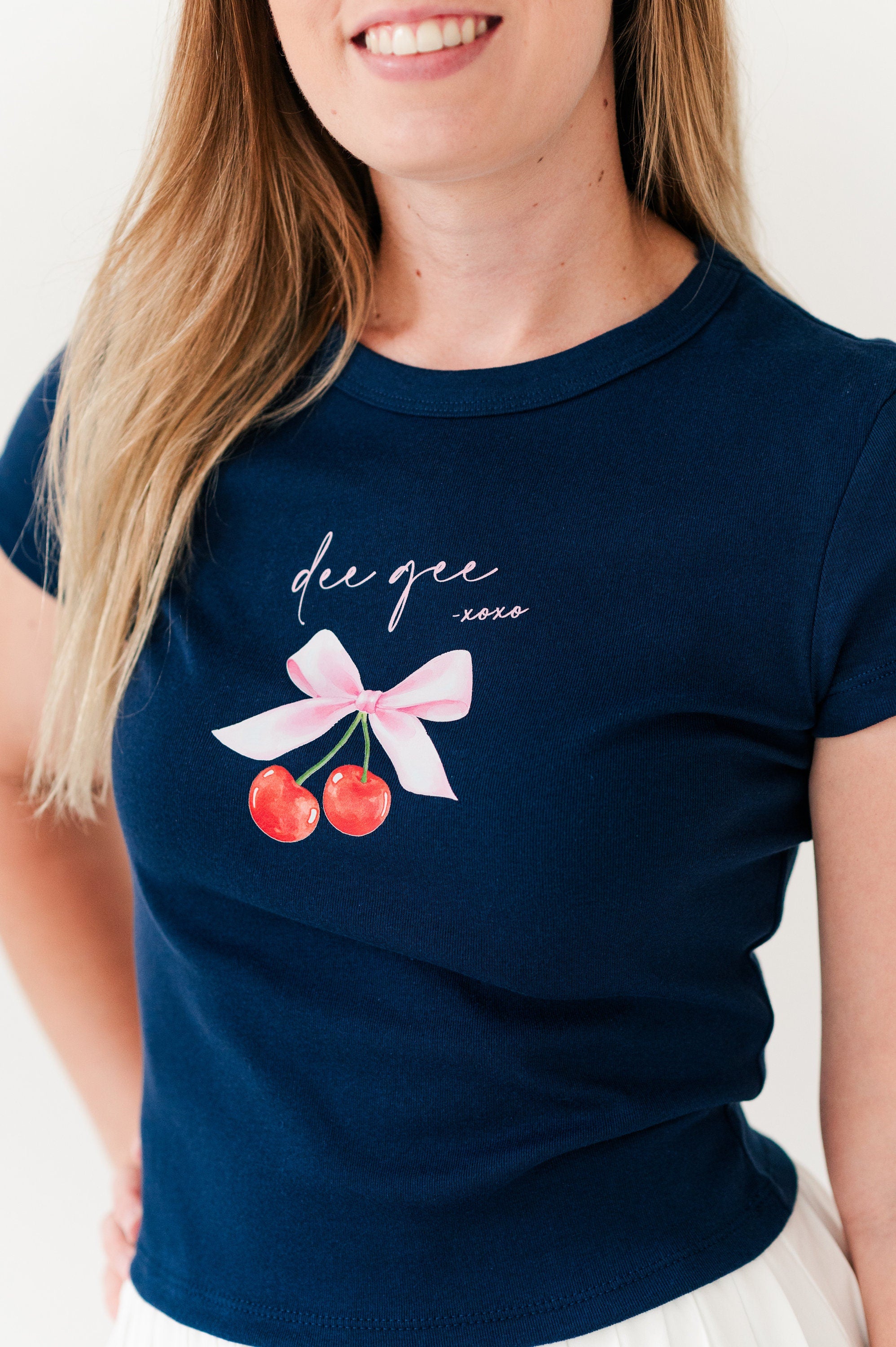 Delta Gamma Cherry XOXO Ribbed Crop Top - Dee Gee