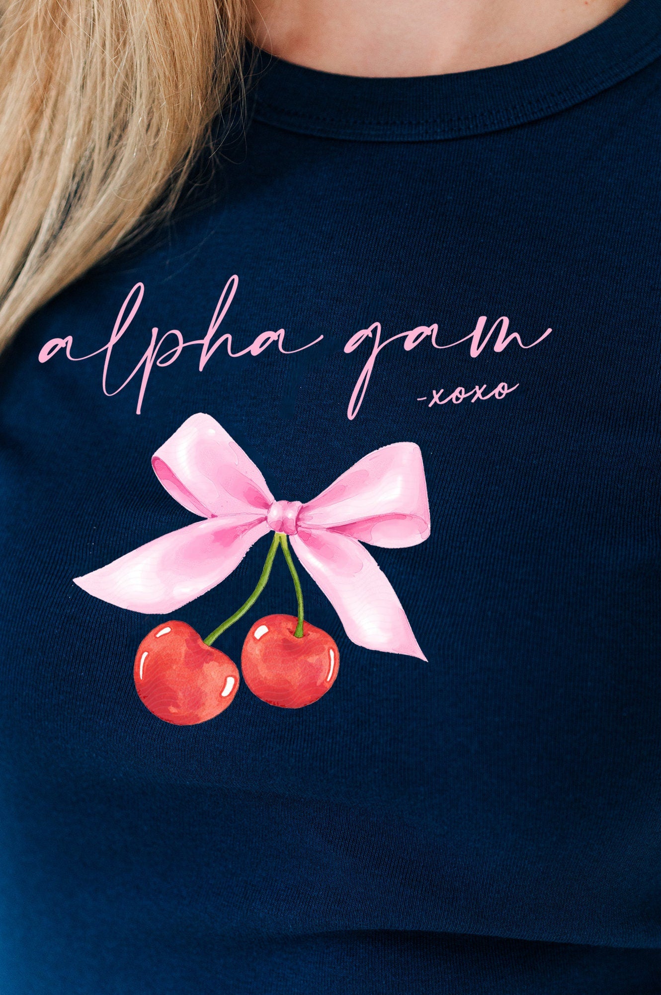 Alpha Gamma Delta Cherry XOXO Ribbed Crop Top - Alpha Gam