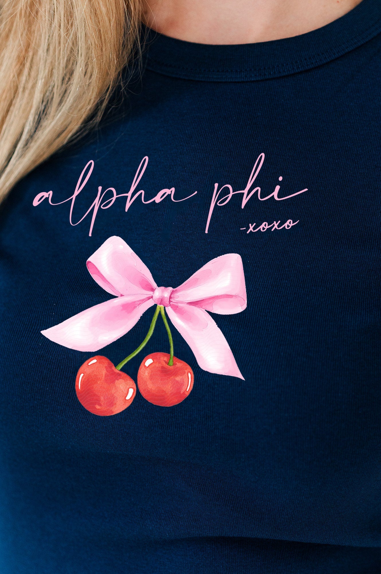 Alpha Phi Cherry XOXO Ribbed Crop Top