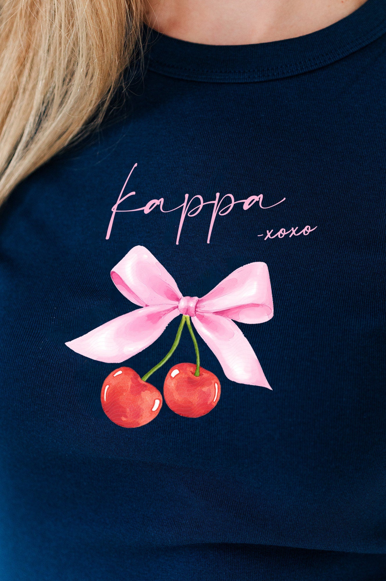 Kappa Kappa Gamma Cherry XOXO Ribbed Crop Top - Kappa