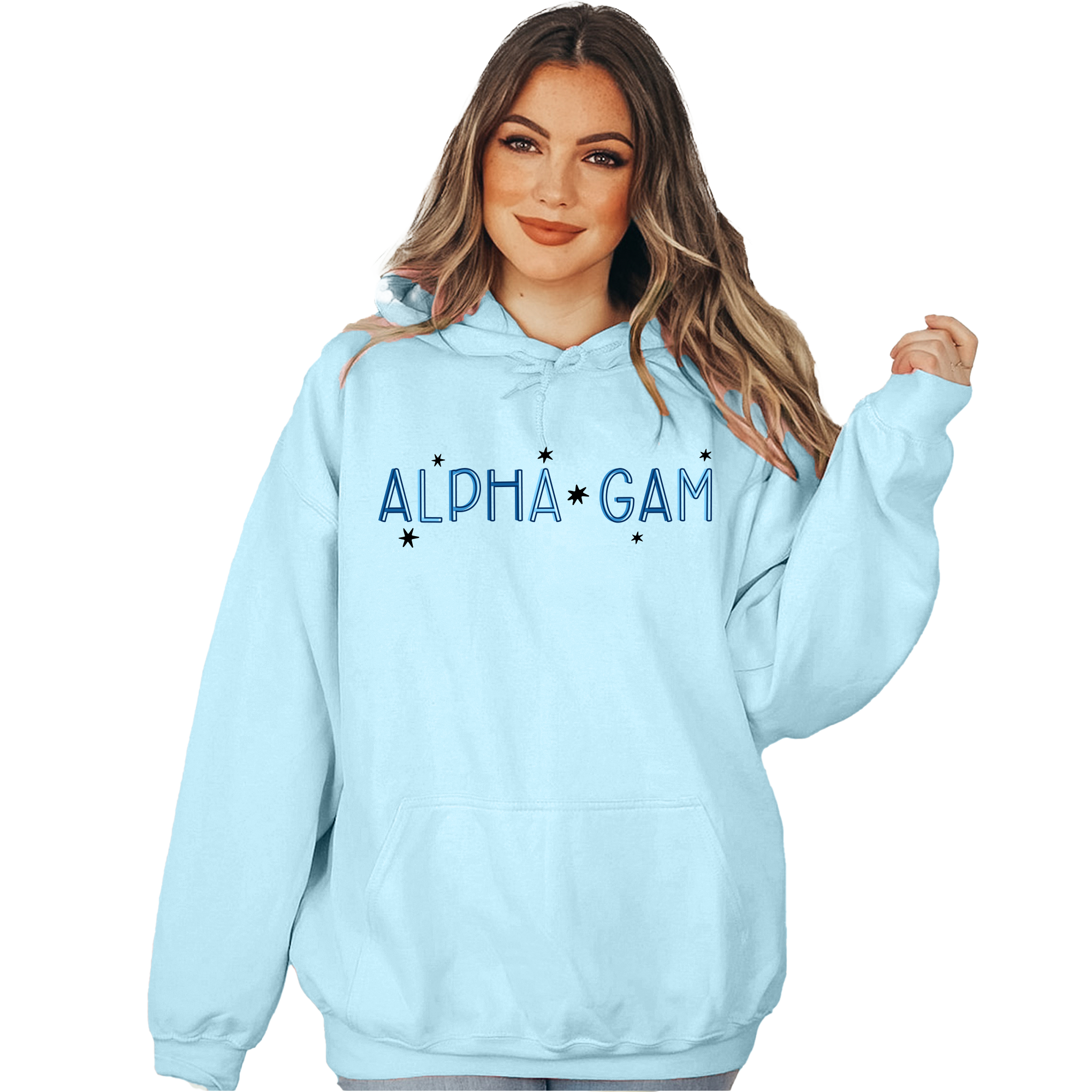 Alpha Gamma Delta Hoodie - Sparkle, Blue Hoodie, Greek Apparel, Big Little Reveal, Initiation - Go Greek Chic