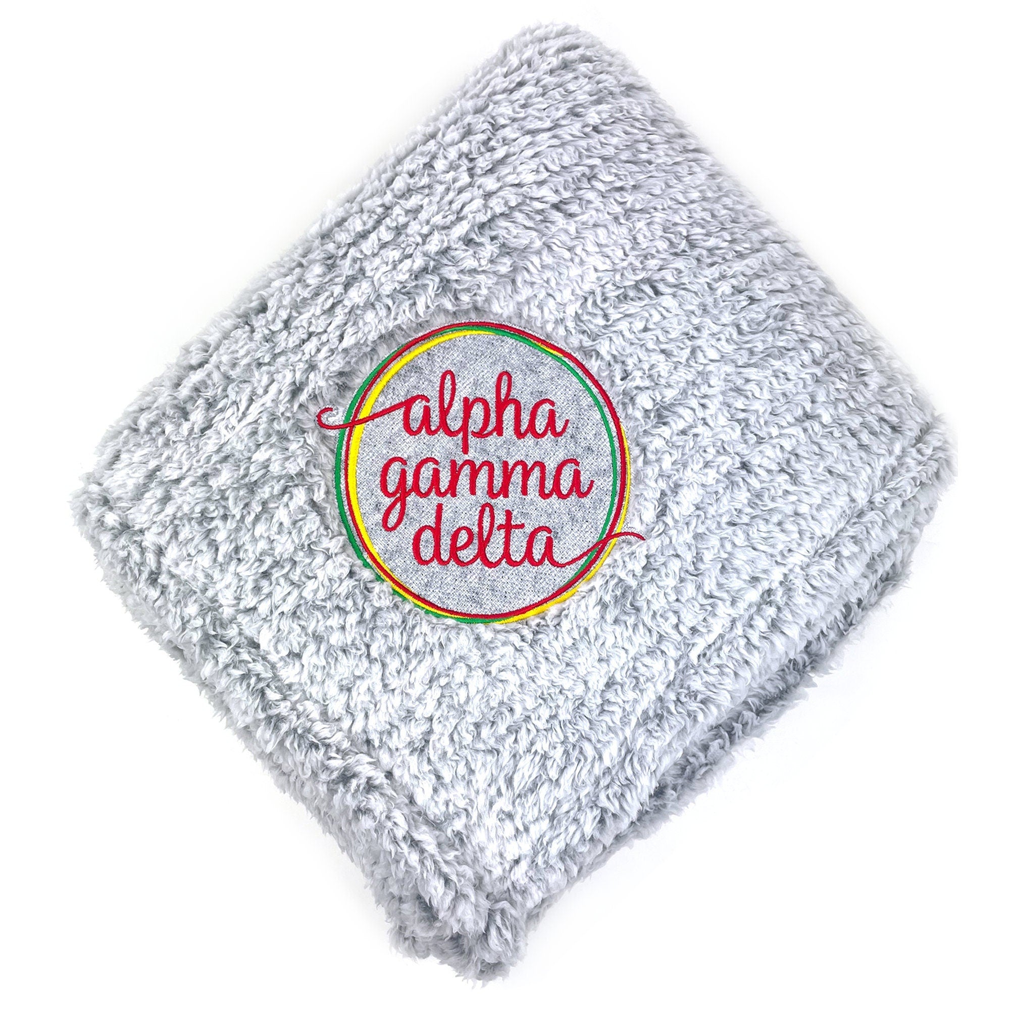 Alpha Gamma Delta Logo Fuzzy Sherpa Blanket - Go Greek Chic
