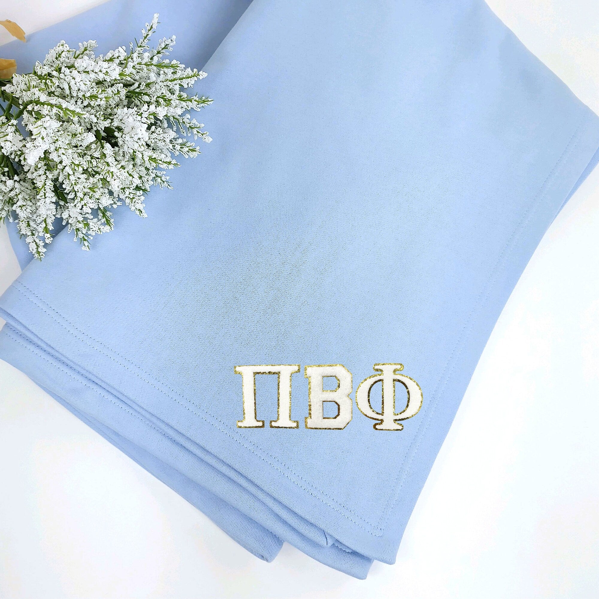 Pi Beta Phi Sweatshirt Blanket with Chenille Patch, Sorority Chenille Patch, Warm and Soft